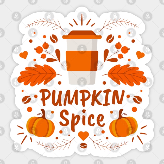 Pumpkin Spice coffee, fall leaves Sticker by HolidayBug